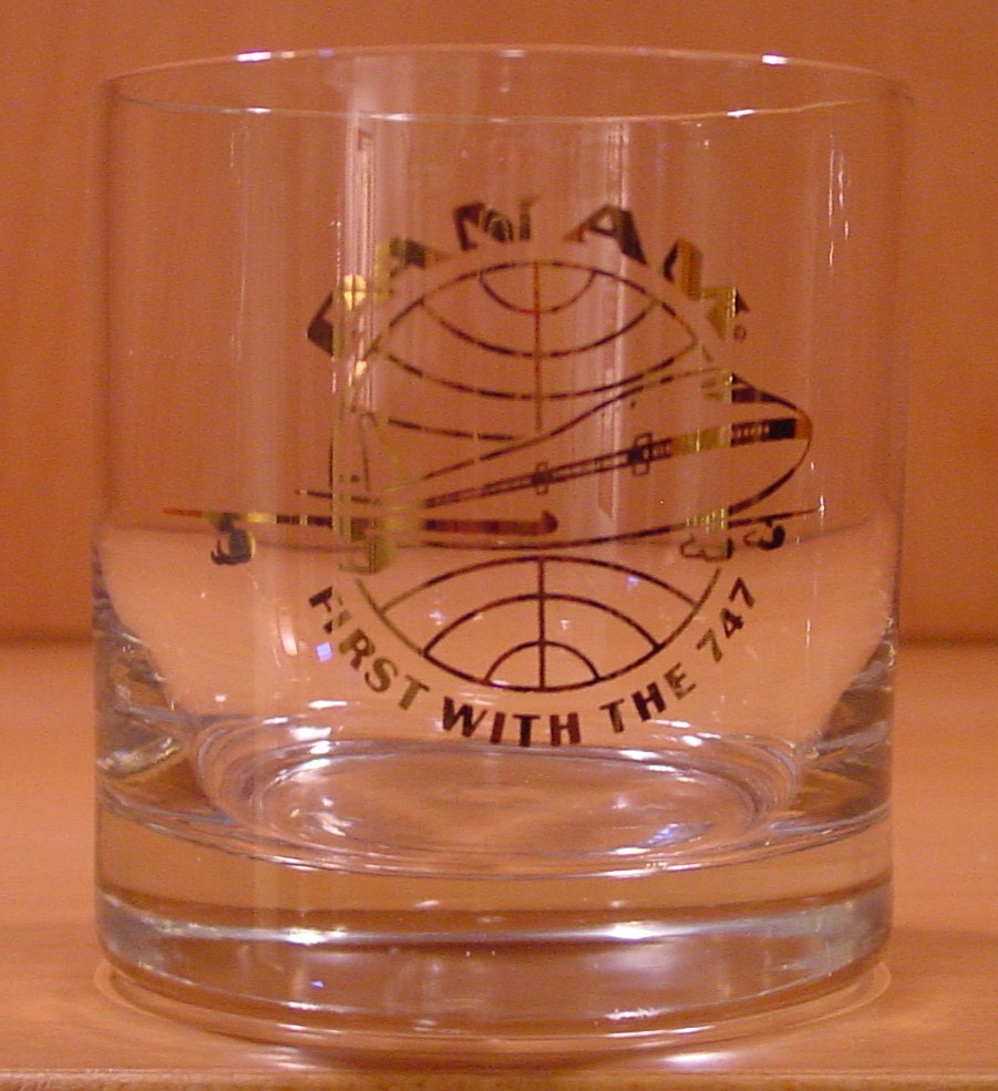 1970 There is not date on this glass which means that it was either given out on multiple flights or might even have been given out at various ground events to introduce the 747.